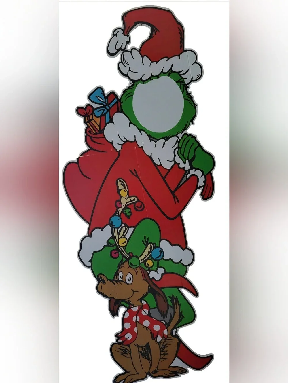 Grinch & Max Holiday Cutout Photo Prop Approx 5 Feet tall With Stand NWT